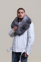 Men's Trey Biker Full Fox Fur Collar [Silver Fox]