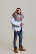 Men's Trey Biker Full Fox Fur Collar [Crystal]