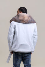 Men's Trey Biker Full Fox Fur Collar [Crystal]