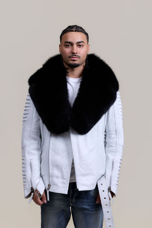 Men's Trey Biker Full Fox Fur Collar [Black Fox]
