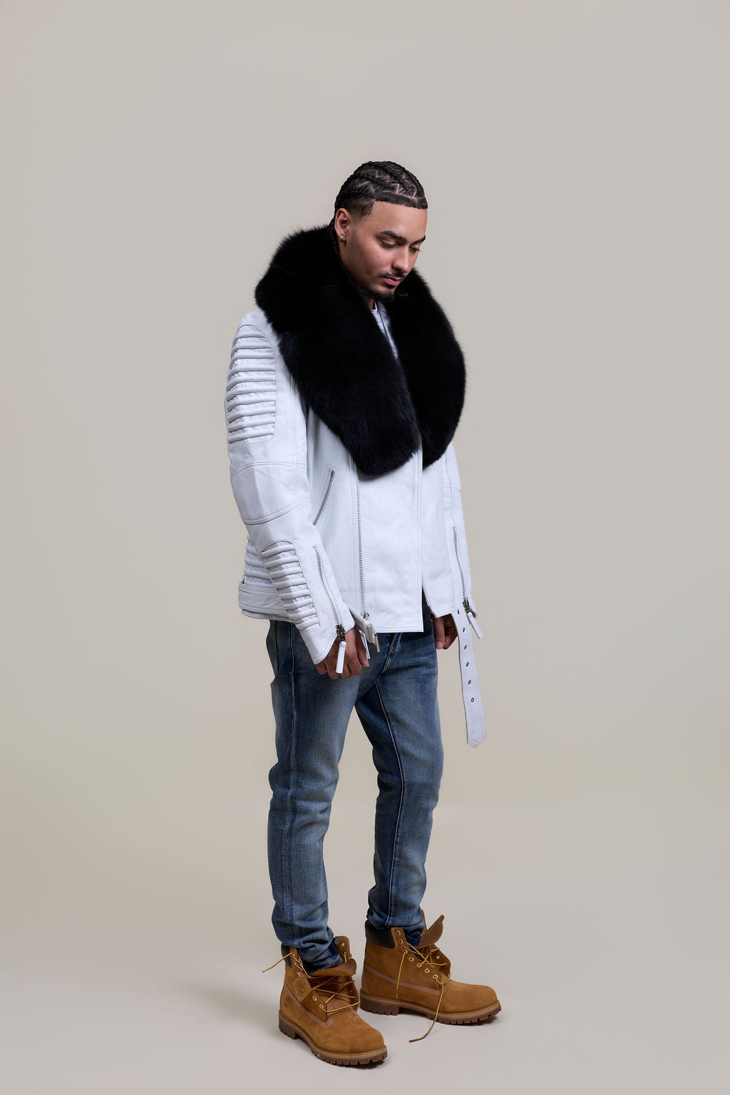 Men's Trey Biker Full Fox Fur Collar [Black Fox]