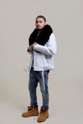 Men's Trey Biker Full Fox Fur Collar [Black Fox]