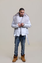 Men's Trey Biker Full Fox Fur Collar [Natural White Fox]