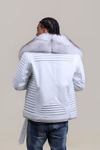 Men's Trey Biker Full Fox Fur Collar [Natural White Fox]