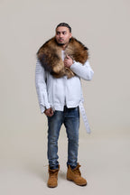 Men's Trey Biker Full Raccoon Fur Collar [Raccoon]