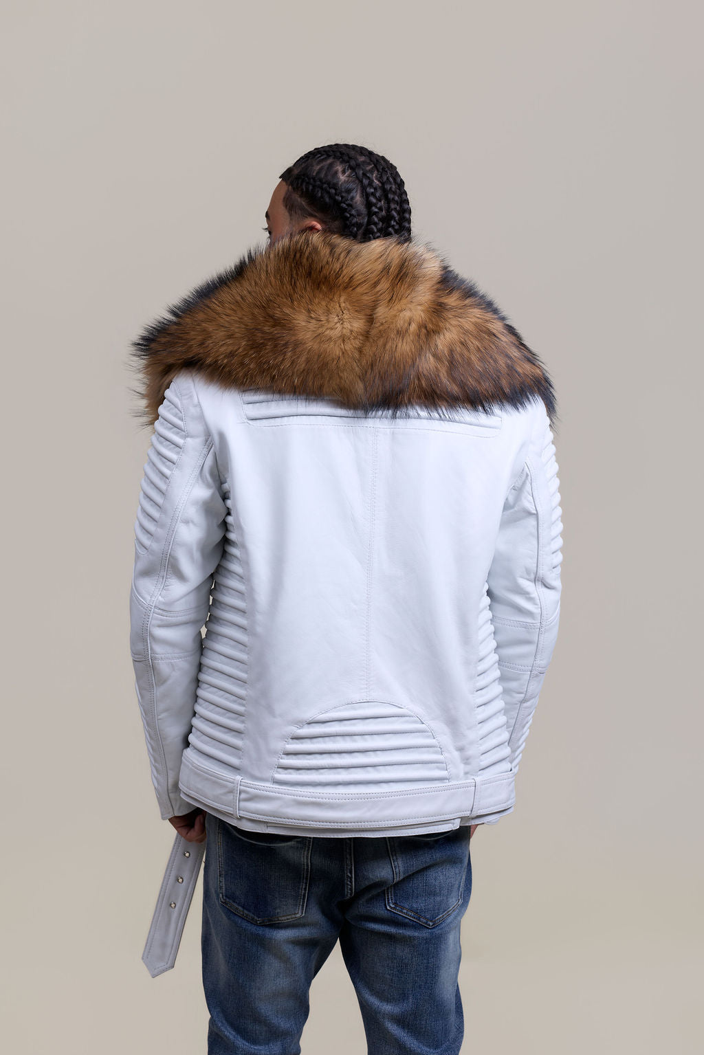 Men's Trey Biker Full Raccoon Fur Collar [Raccoon]