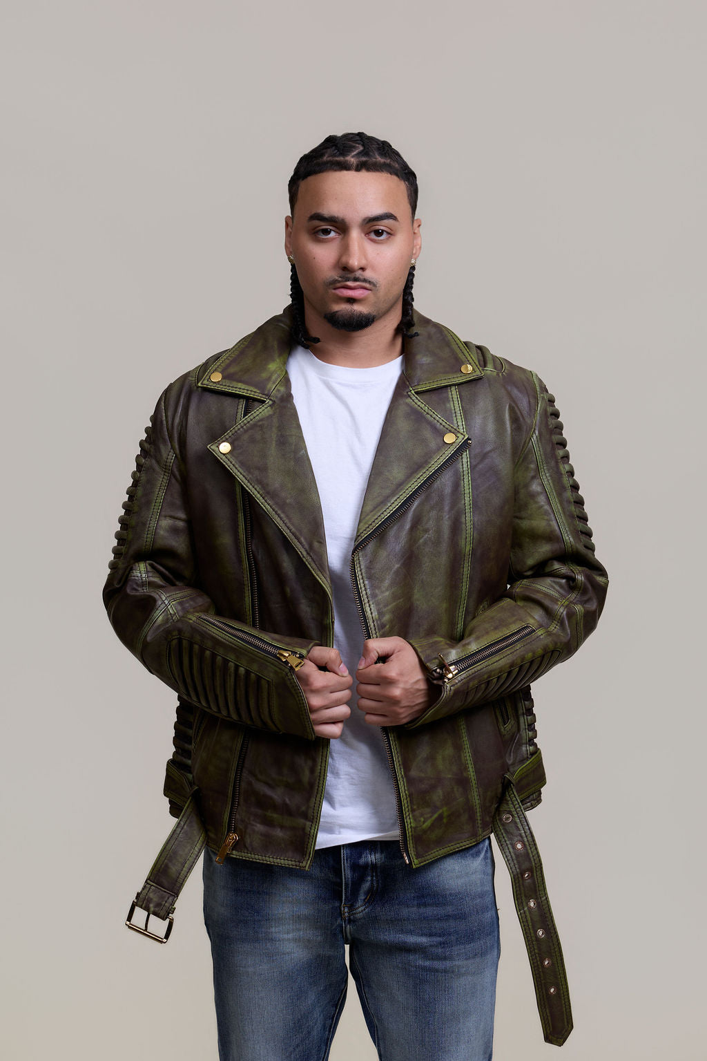 Men's Trey Biker Jacket [Distressed Green]