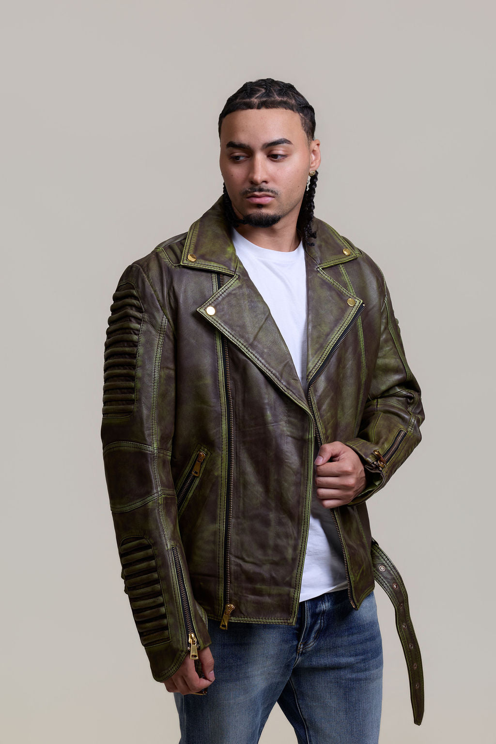 Men's Trey Biker Jacket [Distressed Green]