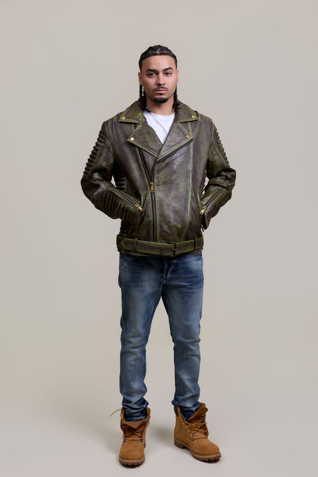 Men's Trey Biker Jacket [Distressed Green]