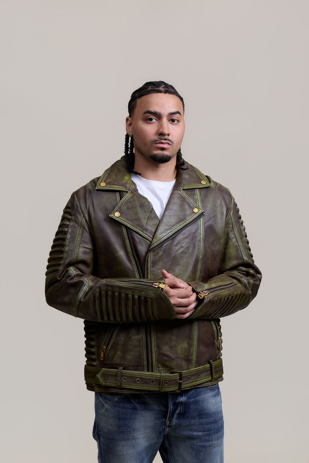 Men's Trey Biker Jacket [Distressed Green]