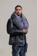 Men's Trey Biker Leather Full Fox Fur Collar [Space Gray]