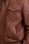 Men's Franklin Quilted Leather Bomber Jacket [Caramel Crunch]