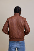 Men's Franklin Quilted Leather Bomber Jacket [Caramel Crunch]