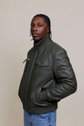 Men's Franklin Quilted Leather Bomber Jacket [Olive]
