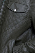 Men's Franklin Quilted Leather Bomber Jacket [Olive]
