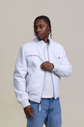 Men's Franklin Quilted Leather Bomber Jacket [White]