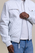 Men's Franklin Quilted Leather Bomber Jacket [White]