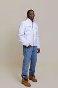 Men's Franklin Quilted Leather Bomber Jacket [White]