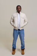 Men's Franklin Quilted Leather Bomber Jacket [Beige]