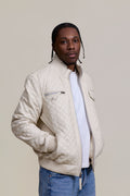 Men's Franklin Quilted Leather Bomber Jacket [Beige]