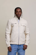 Men's Franklin Quilted Leather Bomber Jacket [Beige]