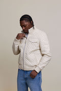 Men's Franklin Quilted Leather Bomber Jacket [Beige]