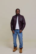 Men's Franklin Quilted Leather Bomber Jacket [Burgundy]