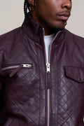 Men's Franklin Quilted Leather Bomber Jacket [Burgundy]