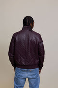 Men's Franklin Quilted Leather Bomber Jacket [Burgundy]