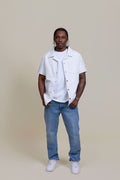 Men's Summer In Miami Luka Leather Short Sleeve Shirt [White]