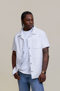 Men's Summer In Miami Luka Leather Short Sleeve Shirt [White]