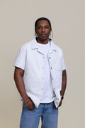 Men's Summer In Miami Luka Leather Short Sleeve Shirt [White]