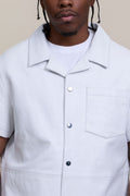 Men's Summer In Miami Luka Leather Short Sleeve Shirt [White]