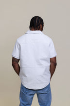 Men's Summer In Miami Luka Leather Short Sleeve Shirt [White]