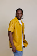 Men's Summer In Miami Luka Leather Short Sleeve Shirt [Yellow]