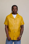 Men's Summer In Miami Luka Leather Short Sleeve Shirt [Yellow]
