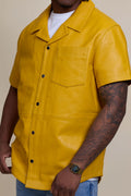 Men's Summer In Miami Luka Leather Short Sleeve Shirt [Yellow]
