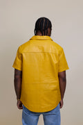 Men's Summer In Miami Luka Leather Short Sleeve Shirt [Yellow]