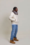 Men's V-Bomber Beige Premium Fox Collar [Beige/Crystal]