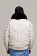Men's V-Bomber Beige Premium Fox Collar [Beige/Black]