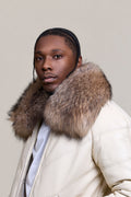 Men's V-Bomber Beige Premium Raccoon Collar [Beige/Raccoon]