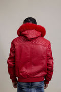 Men's Lucas Quilted Leather Bomber Jacket With Fox Hood [Red Fox]