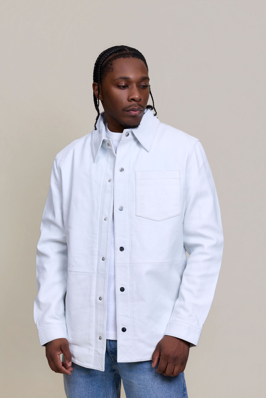Men's Luka Leather Shirt [White]