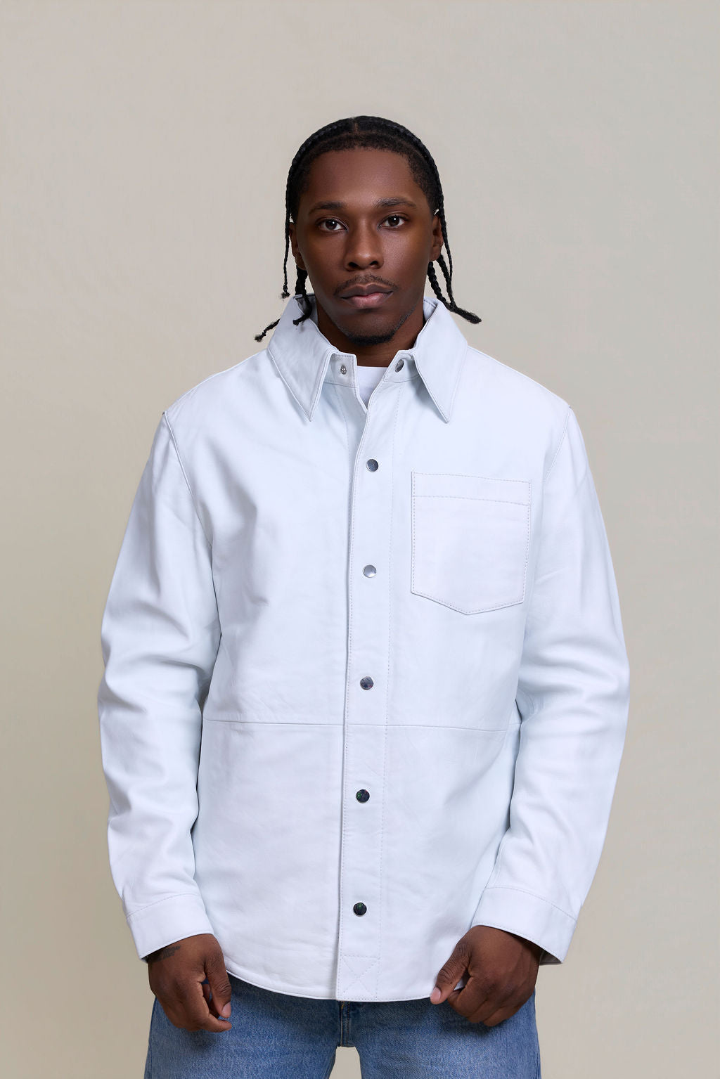 Men's Luka Leather Shirt [White]