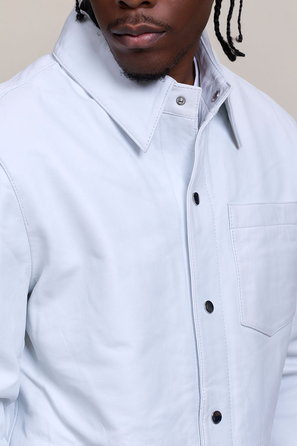 Men's Luka Leather Shirt [White]