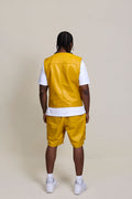 Men's Bless Set Leather Vest & Leather Cargo Shorts [Yellow]