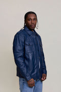 Men's James Leather Shirt [Navy Blue]