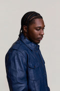Men's James Leather Shirt [Navy Blue]