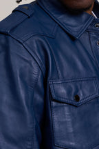 Men's James Leather Shirt [Navy Blue]