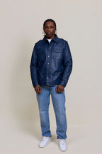 Men's James Leather Shirt [Navy Blue]